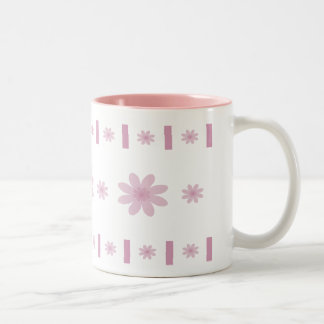 Caneca De Café Em Dois Tons Flores & blocos cor-de-rosa