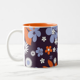 Caneca De Café Em Dois Tons Flores bonito 