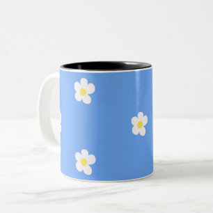 Caneca De Café Em Dois Tons Flores brancas em Lilac