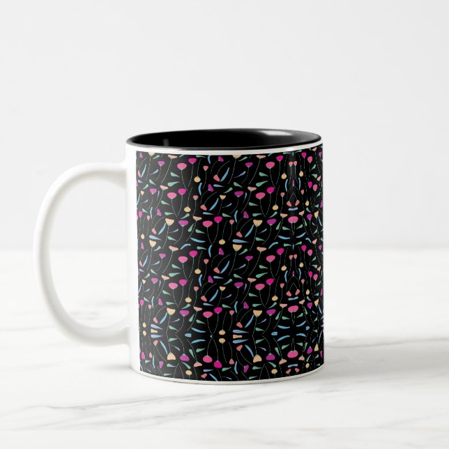 Caneca De Café Em Dois Tons Flores Coloridas (Esquerda)