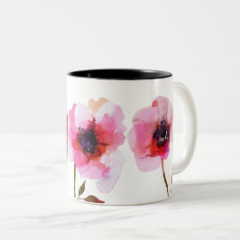 Caneca De Café Em Dois Tons Flores cor-de-água, cor-de-rosa, flores