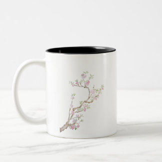 Caneca De Café Em Dois Tons flores cor-de-pêssego