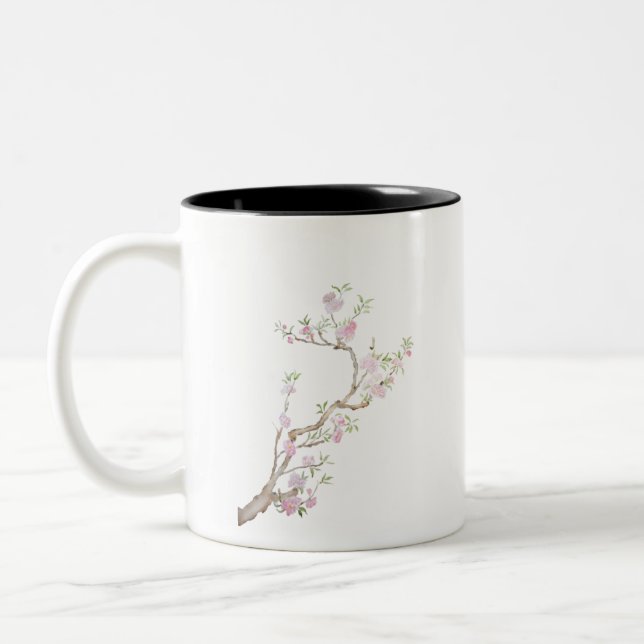 Caneca De Café Em Dois Tons flores cor-de-pêssego (Esquerda)