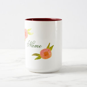 Caneca De Café Em Dois Tons Flores Cor-de-rosa Mug de café com dois tons