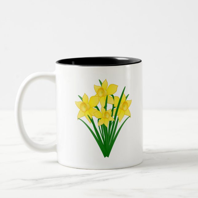 Caneca De Café Em Dois Tons Flores Daffodil (Esquerda)