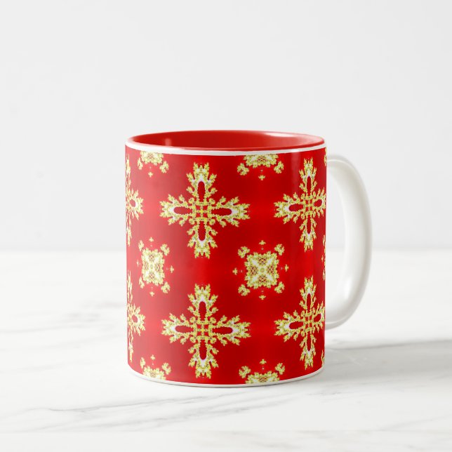 Caneca De Café Em Dois Tons Flores de Artdeco no Estilo Retroativo (Frente Esquerda)