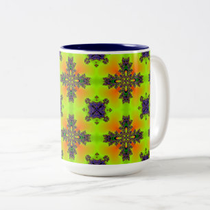 Caneca De Café Em Dois Tons Flores de Artdeco no Estilo Retroativo