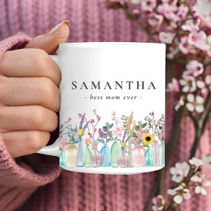 Caneca De Café Em Dois Tons Flores De Cadeias Aquáticas Peronalizadas A Melhor