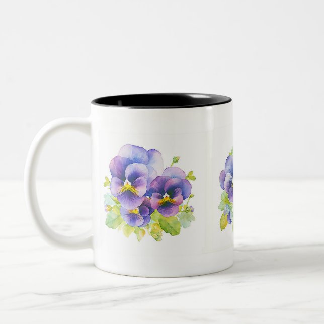 Caneca De Café Em Dois Tons Flores De Café Azul E Amarelo (Esquerda)