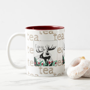 Caneca De Café Em Dois Tons Flores de Chá Artísticas Moose