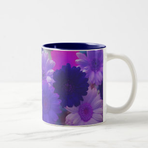 Caneca De Café Em Dois Tons Flores de Daisy, Gerbera Roxo Fotografias de Café