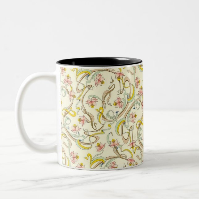 Caneca De Café Em Dois Tons Flores de Florença Italiana (Esquerda)