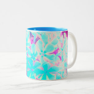 Caneca De Café Em Dois Tons Flores de Flox de Torção de Hortelã Azul de Ovo de