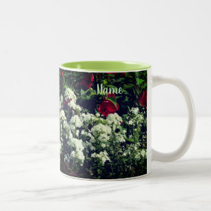 Caneca De Café Em Dois Tons Flores De Hibisco E Phlox Personalizadas