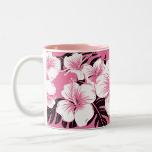 Caneca De Café Em Dois Tons Flores De Hibisco, Mug De Dois Tons