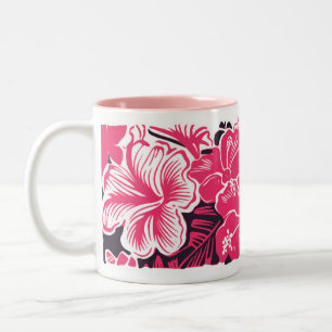 Caneca De Café Em Dois Tons Flores de Hibiscus