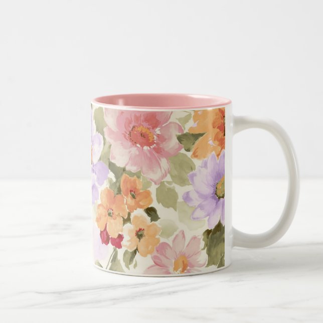 Caneca De Café Em Dois Tons Flores de Jardim (Direita)