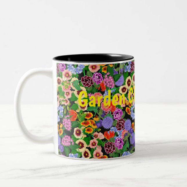 Caneca De Café Em Dois Tons Flores de Jardim Ousadas (Esquerda)