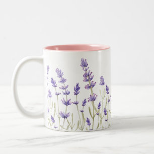 Caneca De Café Em Dois Tons Flores de lavanda