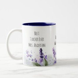Caneca De Café Em Dois Tons Flores de Lavanda Personalizadas Agradecimento ao