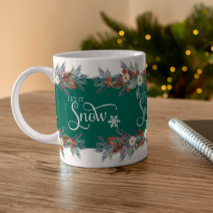 Caneca De Café Em Dois Tons Flores de Natal - Deixem-na nevar tipografia 2