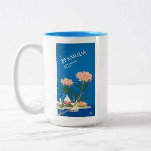 Caneca De Café Em Dois Tons Flores de praia das Bermudas - Poster de Viagens v