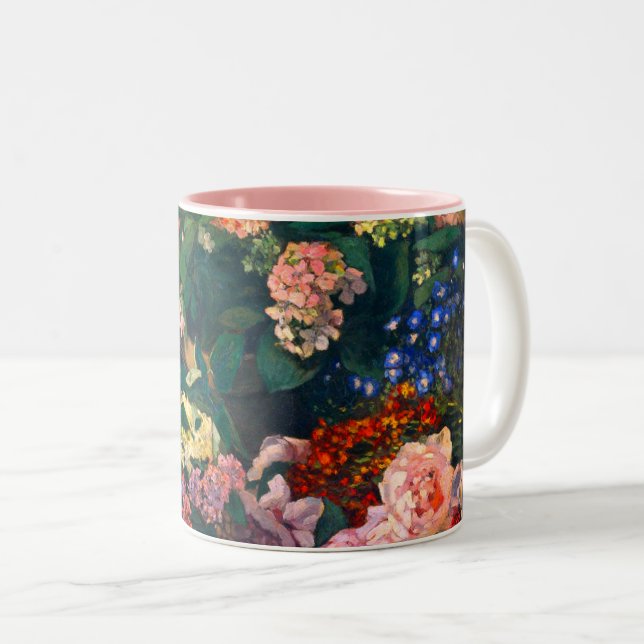 Caneca De Café Em Dois Tons Flores de Primavera de Monet (Frente Esquerda)