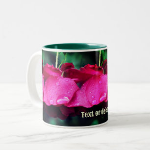 Caneca De Café Em Dois Tons Flores De rosa vermelha E Gotas De Chuva Personali