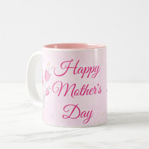 CANECA DE CAFÉ EM DOIS TONS FLORES DE TINTA FELIZMENTE DIA DE AS MÃES M