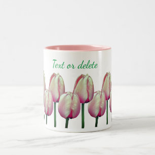 Caneca De Café Em Dois Tons Flores de Tulipas Rosa Personalizadas