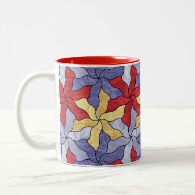 Caneca De Café Em Dois Tons Flores De Vidro Tesseladas (Esquerda)