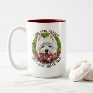 Caneca De Café Em Dois Tons Flores de Westie e Rosa