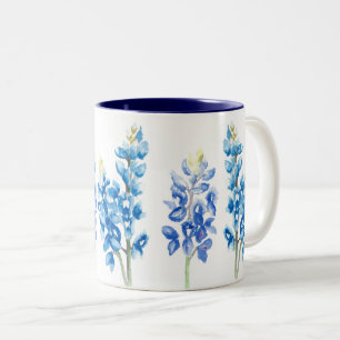 Caneca De Café Em Dois Tons Flores do Bluebonnet da aguarela