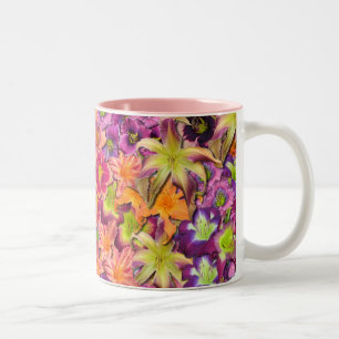 Caneca De Café Em Dois Tons Flores do hemerocallis