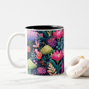 Caneca De Café Em Dois Tons Flores do mar - Jardim dos fundos marinhos