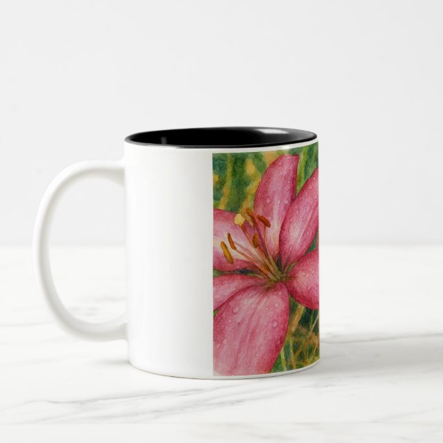 Caneca De Café Em Dois Tons Flores em Aquarela (Esquerda)