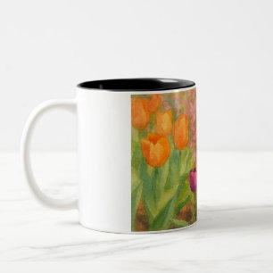 Caneca De Café Em Dois Tons Flores em Aquarela