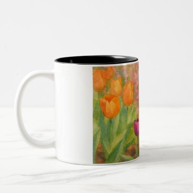 Caneca De Café Em Dois Tons Flores em Aquarela (Esquerda)