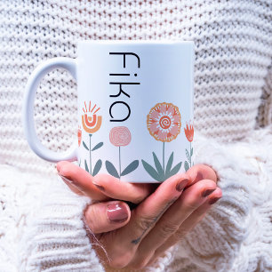 Caneca De Café Em Dois Tons Flores Fika Café Break