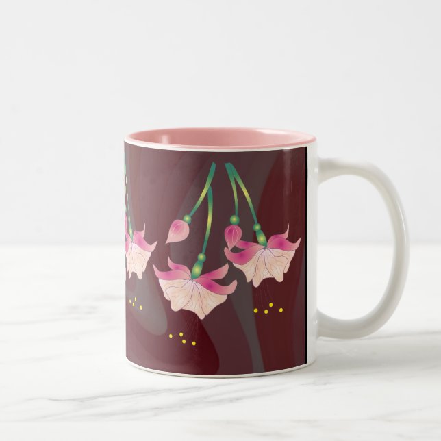 Caneca De Café Em Dois Tons FLORES FÚCSIA por SHARON SHARPE (Direita)