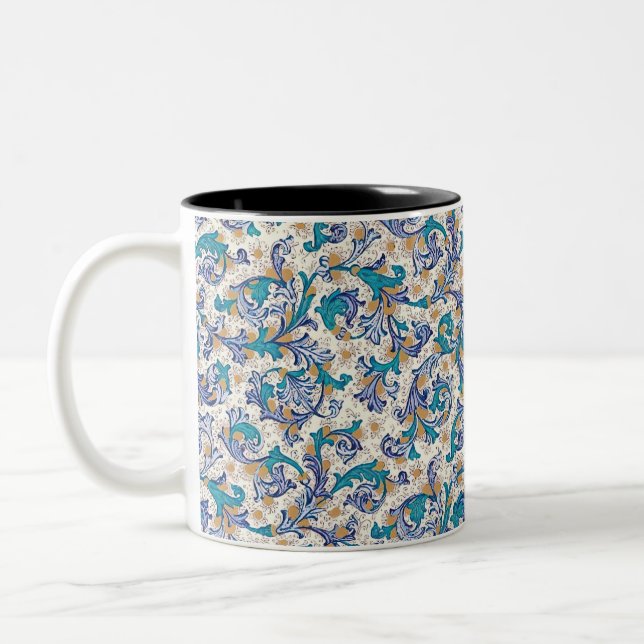 Caneca De Café Em Dois Tons Flores Italianos Florentinos (Esquerda)