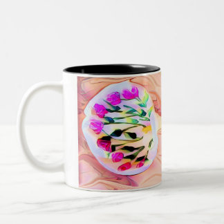 Caneca De Café Em Dois Tons Flores Lilosas Rosa