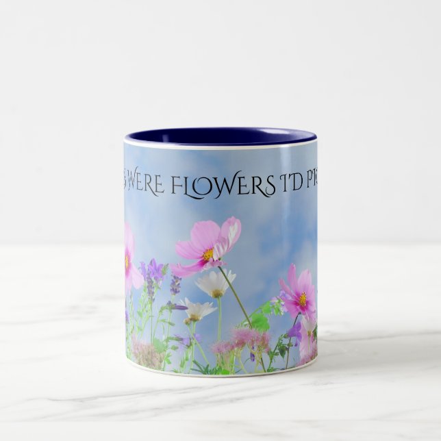 Caneca De Café Em Dois Tons Flores "MOM" café duas caneca tonta. (Centro)