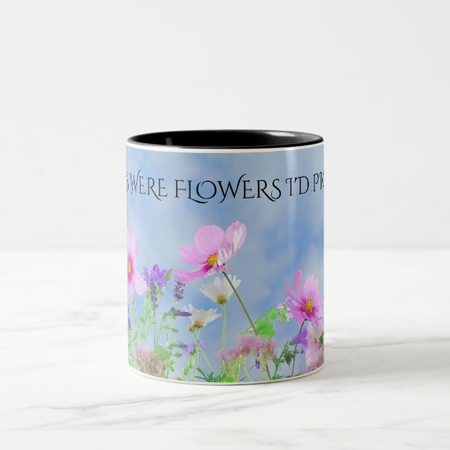 Caneca De Café Em Dois Tons Flores "MOM" café duas caneca tonta. (Centro)