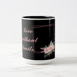 Caneca De Café Em Dois Tons Flores Negras Bonitas, Adoro uma citação