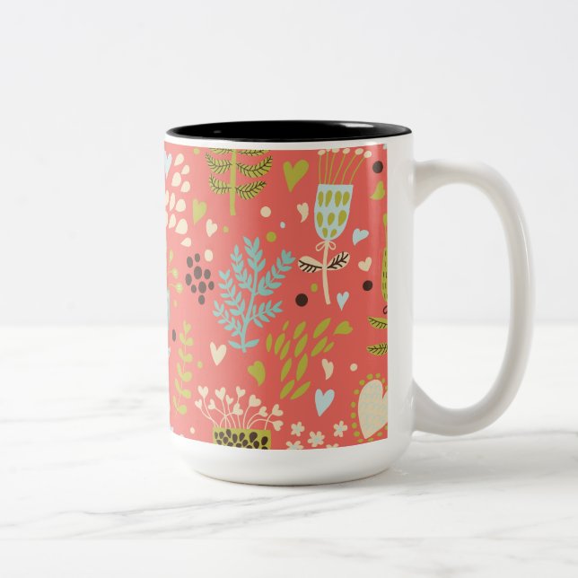 Caneca De Café Em Dois Tons Flores Para Fazer Você Sorrir (Direita)