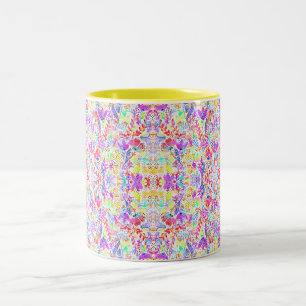 Caneca De Café Em Dois Tons Flores pastéis abstratas