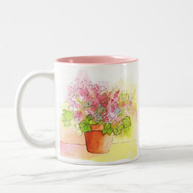 Caneca De Café Em Dois Tons Flores Potentes (Esquerda)