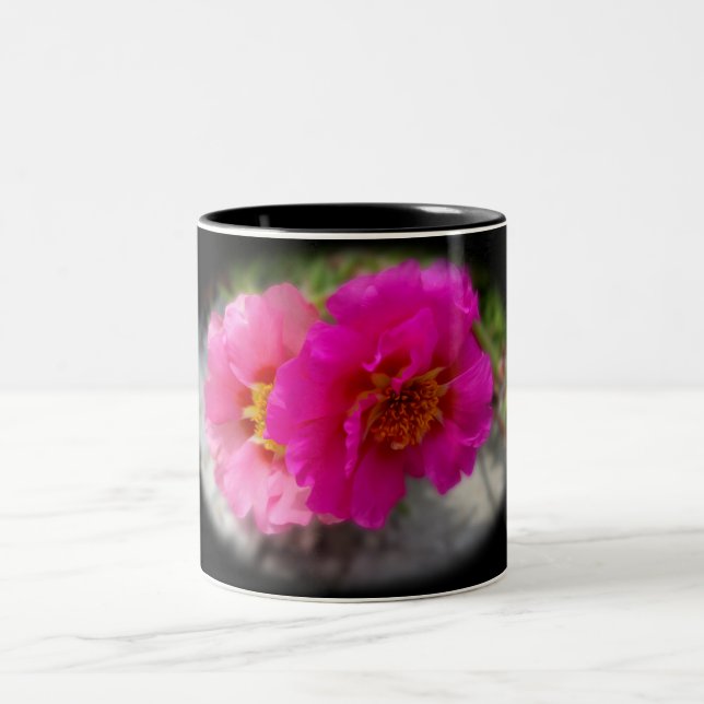 Caneca De Café Em Dois Tons Flores rosa no sol (Centro)