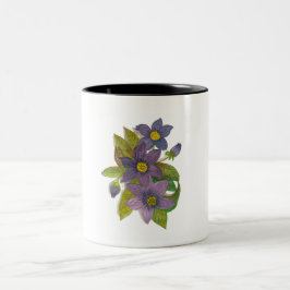 Caneca De Café Em Dois Tons flores roxas